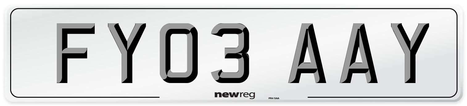FY03 AAY Number Plate from New Reg